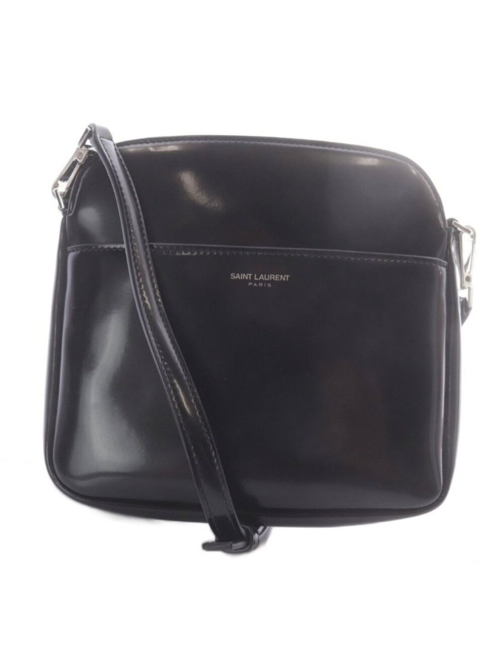 Saint Laurent Paris Patent Leather Crossbody Shoulder Bag Black